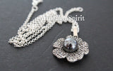 Silver 925 pendant black pearl