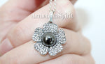 Silver 925 earrings ring pendant black pearl