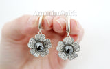 Silver 925 earrings black pearl