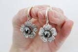 Silver 925 earrings ring pendant black pearl