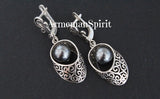 Earrings pearl Black silver 925 Armenian Spirit