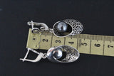 Earrings pearl Black silver 925 Armenian Spirit