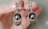 Earrings pearl Black silver 925 Armenian Spirit