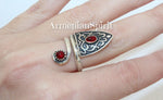 If you want to buy a best gift for Armenian girl visit our armeniaspirit store where you can find sterling jewelry with armenian ornaments in old Armenia style fro Kars, Erzrum and Van.This stunning red stone Ring is handcrafted with traditional Armenian jewelry techniques. Made from 925 sterling silver, it boasts a beautiful red stone and elegant boho style. Perfect as a gift for a beloved woman, this ring is sure to showcase her unique and timeless Armenian spirit.