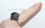 Small earrings and ring sterling silver 925 black onyx Armenian jewelry