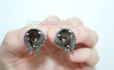 Small earrings and ring sterling silver 925 brown topaz