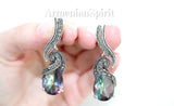Women ring Jewelry rainbow topaz Sterling silver 925 marcasite