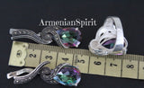 Women ring Jewelry rainbow topaz Sterling silver 925 marcasite