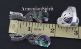 Women ring Jewelry rainbow topaz Sterling silver 925 marcasite