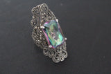 Ring 925 Silver rainbow green topaz