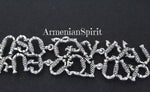 Show off your unique style with our Armenian Spirit bracelet! Made of sterling silver, this bracelet features traditional Armenian letters, making it the perfect gift for an Armenian wedding. Shop for armenian jewelry online and embrace your heritage with this stunning piece. (Note: Not just for weddings!)