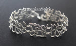 This unusual bracelet has an unusual design. It is made of high quality silver in the form Armenian alphabet letters. For Armenians, letters and writing are very important. They depict the alphabet and letters in all works of art. This also applies to jewelry. Armenian jewelers use the alphabet as designs for earrings, rings, pendants and necklaces.