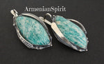 Ring earrings Silver 925 Amazonite blue