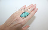 Ring earrings Silver 925 Amazonite blue