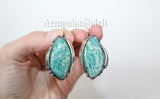 Ring earrings Silver 925 Amazonite blue