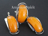 Earrings ring Baltic amber Silver 925 Armenian Spirit