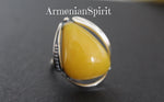 Buy Armenian handmade jewelry ring silver with bright yellow Amber. Vintage inspired jewelry precious metall gift for grandmother who loves amber jewellery.