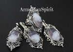 Buy handcrafted jewelry set with unique design and one of a kind with amethyst purple gemstones. The jewelry set is made with unique design which is idea of Armenian artisan and jewelry maker. The pattern has details of Armenian taraz tradtional costume. The filigree ornament is very rare and Armenian jewelry makers can make a really neat work.