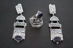 Set earrings ring amethyst Sterling silver 925