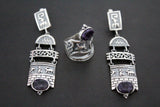 Long earrings amethyst Sterling silver 925