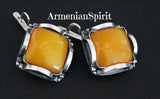 Sterling silver Baltic amber Earrings Ring