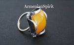 Sterling silver Baltic amber Earrings Ring