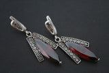 Red zircon earrings ring Silver 925 Armenian Spirit