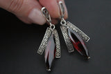 Red zircon earrings ring Silver 925 Armenian Spirit