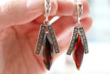 Red zircon earrings Silver 925