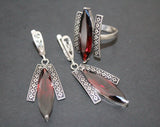 Red zircon earrings Silver 925