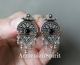 Ethnic earrings Silver 925 Onyx Armenian Spirit