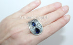 Sapphire Earrings ring pendant Silver 925