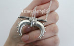 Large pendant look like bull horns silver 925 buy gifts for Taurus zodiac.