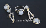 Moonstone earrings ring Silver Armenian Spirit