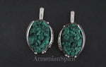 Earrings Real malachite Silver 925 Jewelry druze green