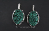 Earrings Real malachite Silver 925 Jewelry druze green