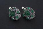 Dome jewelry silver SET Earrings Ring with green quartz stones