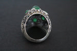 Dome jewelry silver SET Earrings Ring with green quartz stones