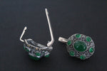 Dome jewelry silver SET Earrings Ring with green quartz stones