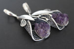 Calla flower Large ring sterling silver 925 Amethyst druse purple