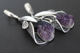 Calla flower Large ring sterling silver 925 Amethyst druse purple