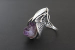 Calla flower Large ring sterling silver 925 Amethyst druse purple