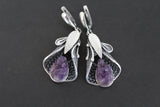 Calla flower Large ring sterling silver 925 Amethyst druse purple