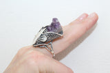 Calla flower Large ring sterling silver 925 Amethyst druse purple