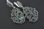 Very big earring Silver 925 nacreous green lab quartz