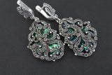 Very big earring Silver 925 nacreous green lab quartz