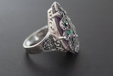 Very big ring Silver 925 nacreous green lab quartz jewelry