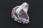 Very big ring Silver 925 nacreous green lab quartz jewelry