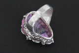 Very big ring Silver 925 nacreous green lab quartz jewelry