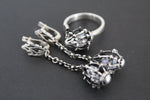 925 Silver RING with loose white zircons diamond shaped